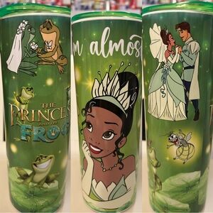 20oz Green Princess Frog Tumbler With Green Lid And Metal Straw
